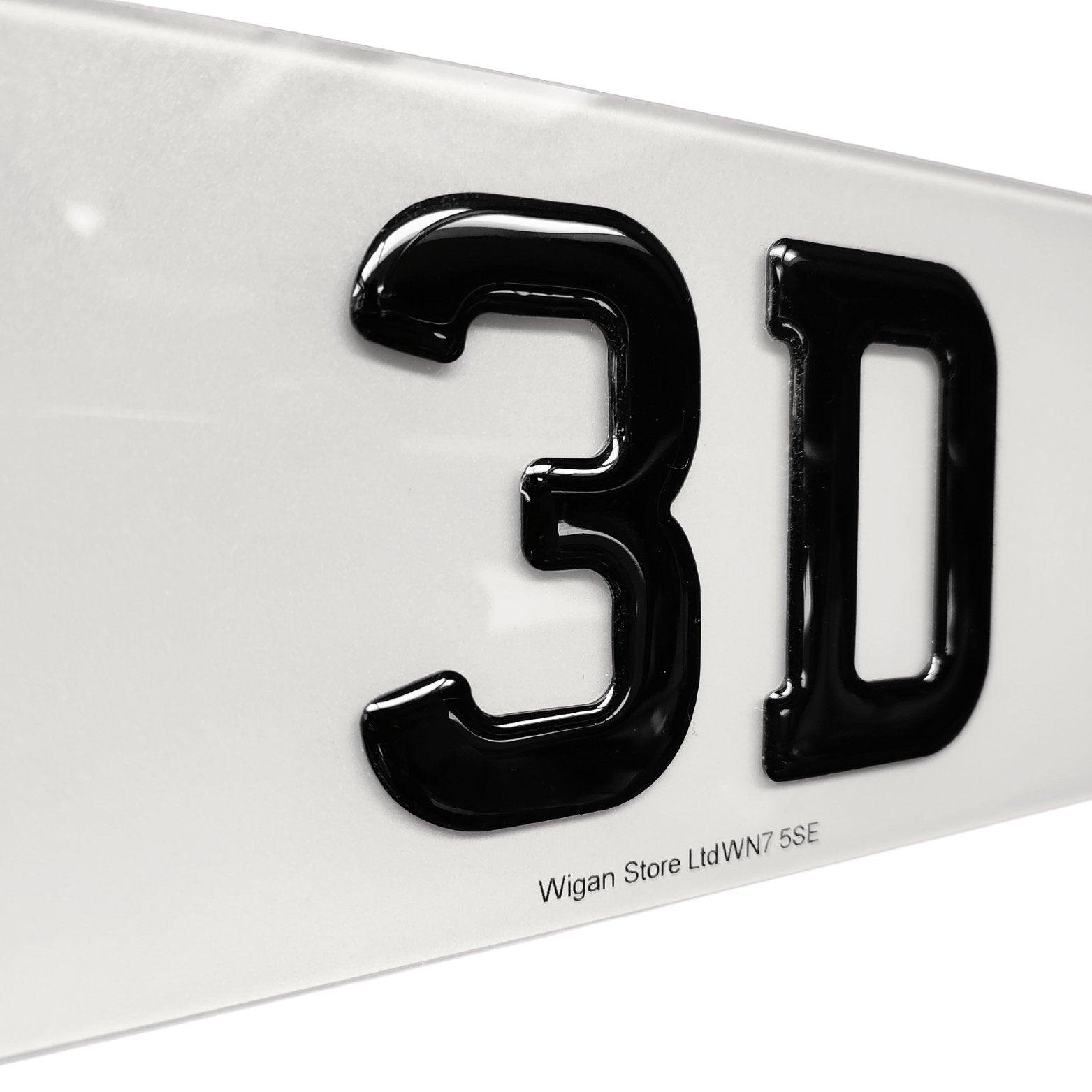 3D Gel Gloss Black Road Legal Number Plates, MOT Friendly, 520mm x 111mm, Standard Oblong 3d gel number plate, Oralite or Nikalite Branded, Car/Van/Trailer Number Plate