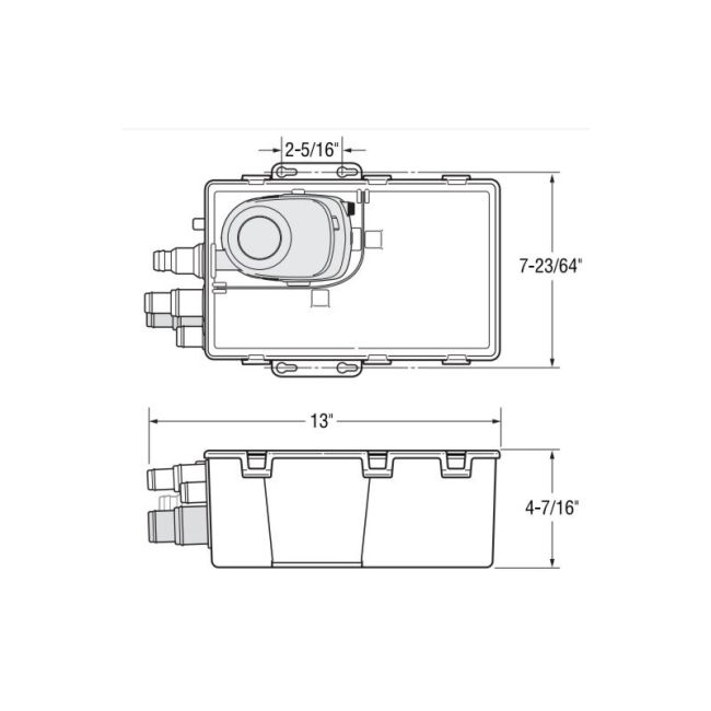 Attwood 4145-1 Marine Shower Sump System 750 GPH 24V Standard Box Drainage