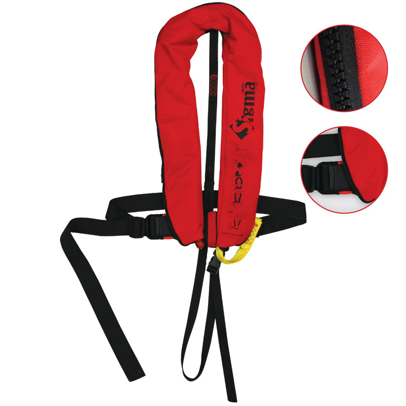 Lalizas Sigma 170N Auto Inflatable Lifejacket with Harness ISO Adult Red 71094