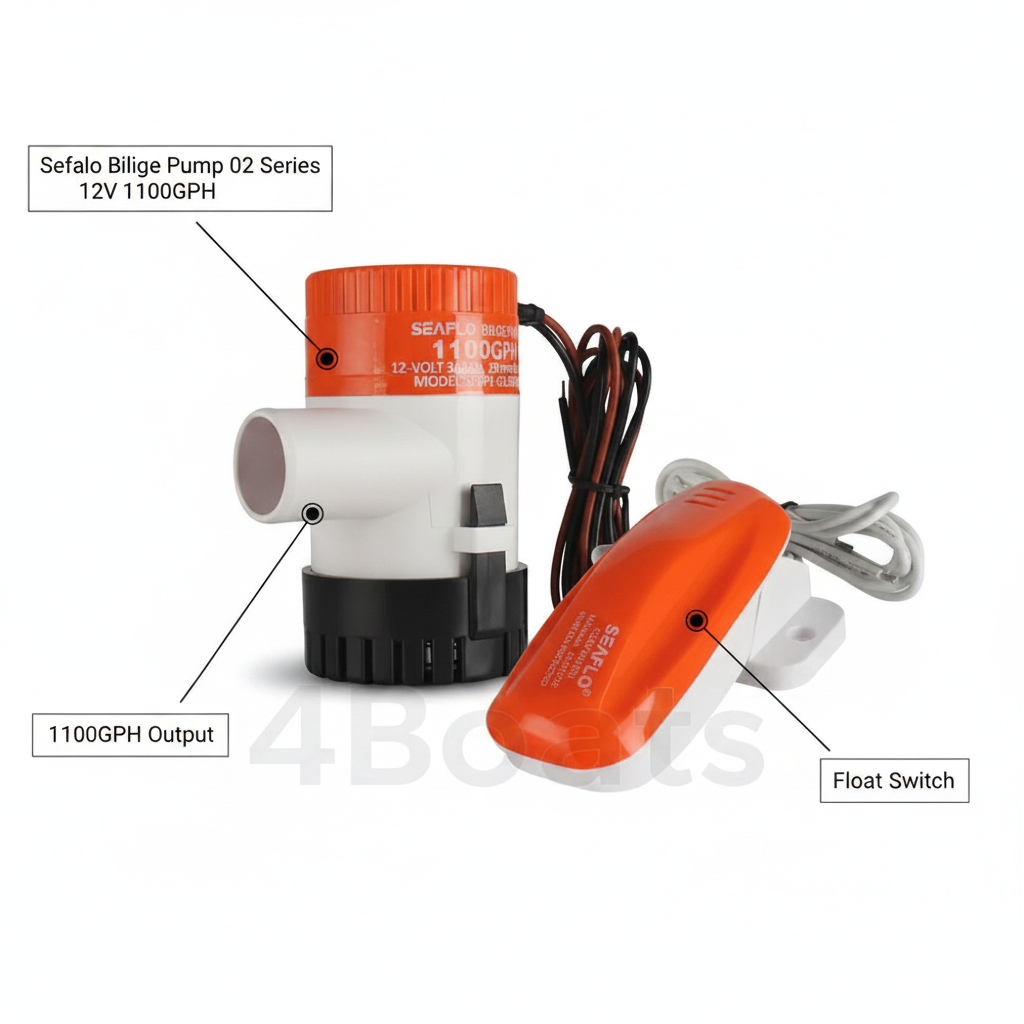 Seaflo 12V 1100GPH Automatic Bilge Pump & Float Switch Kit Marine BP1G110016
