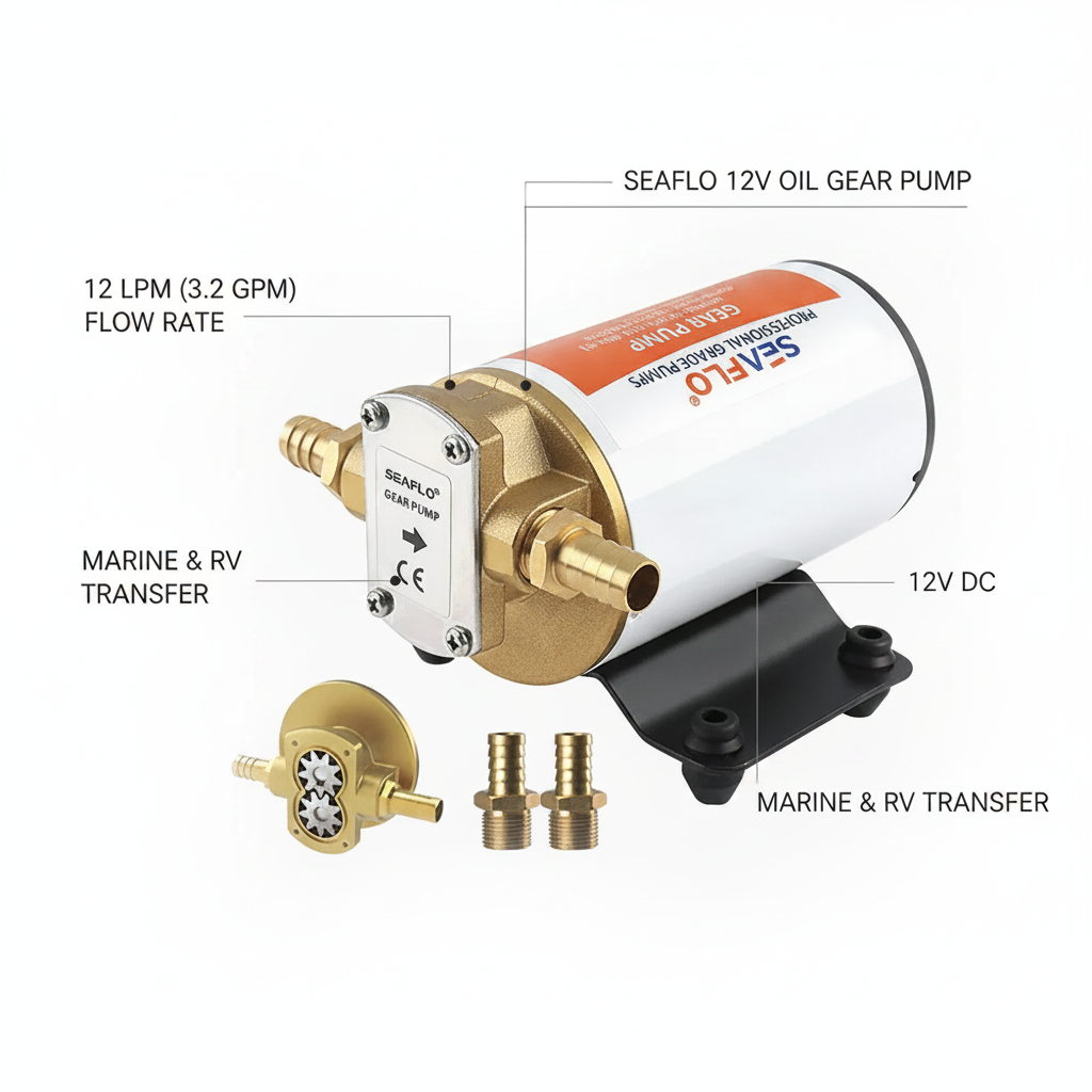SEAFLO 12V Oil Gear Pump 12LPM 3.2GPM Marine RV Engine Oil Transfer GP103200301