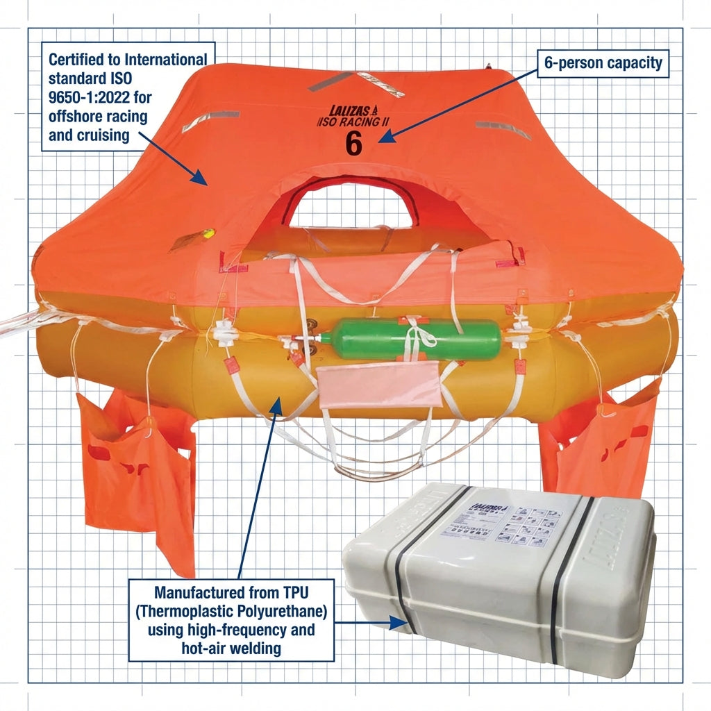 Lalizas ISO RACING II 6 Person Liferaft Canister ISO 9650-1 75552 Marine Safety