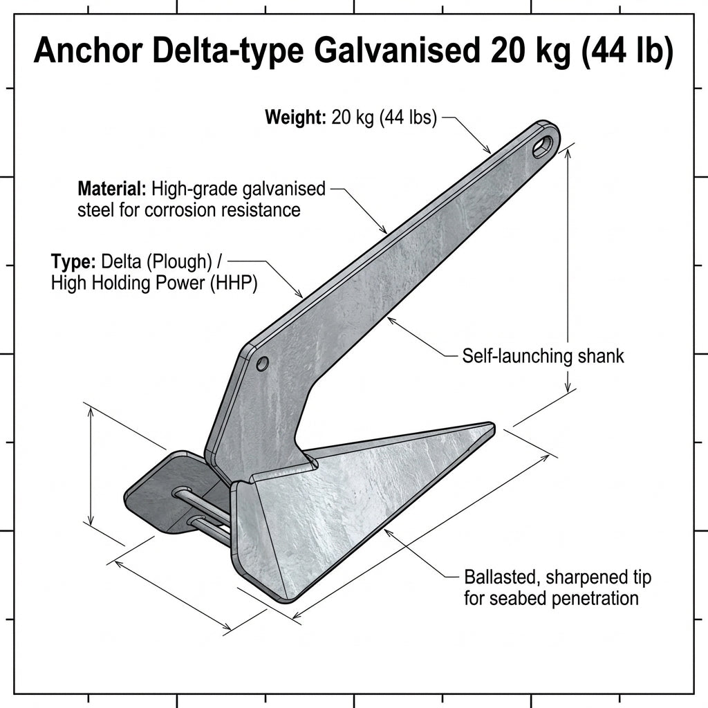 Anchor Delta-type Galvanised 20 kg (44 lb) | 4Boats