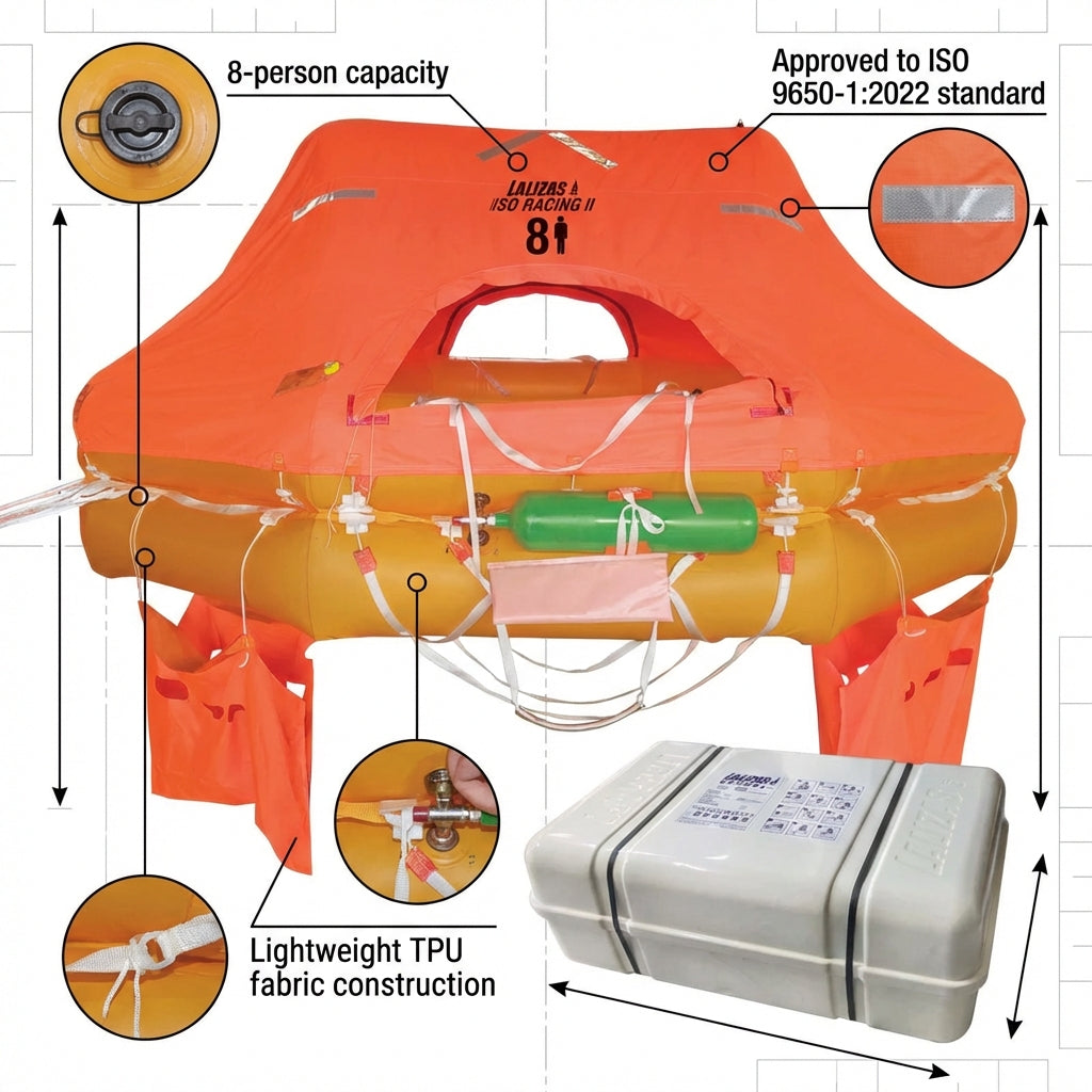Lalizas ISO RACING II 8-Person Canister Liferaft ISO 9650-1:2022 UK 75553