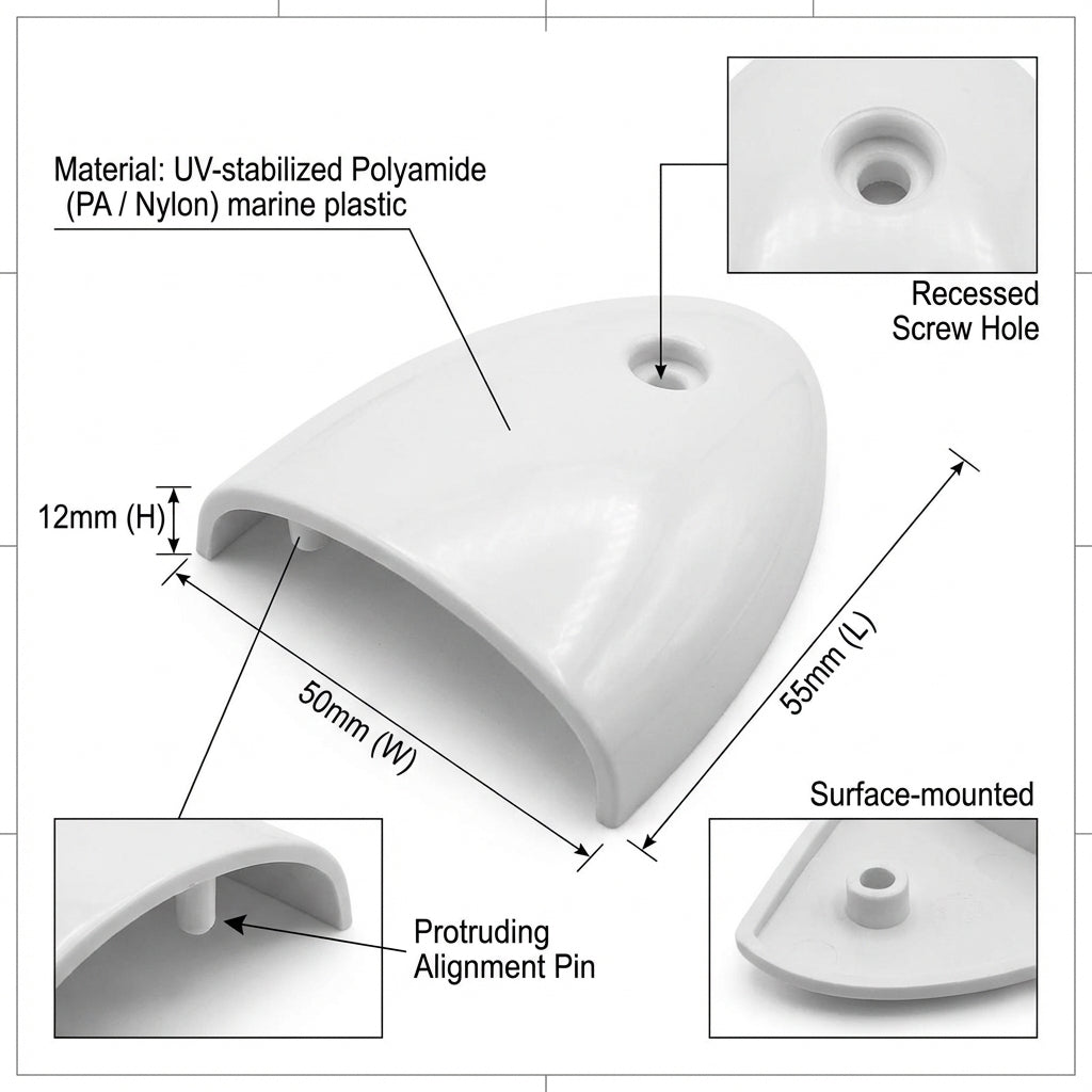 White Marine Clamshell Vent Cover 55x50x12mm Nuova Rade 31519 Boat Ventilation