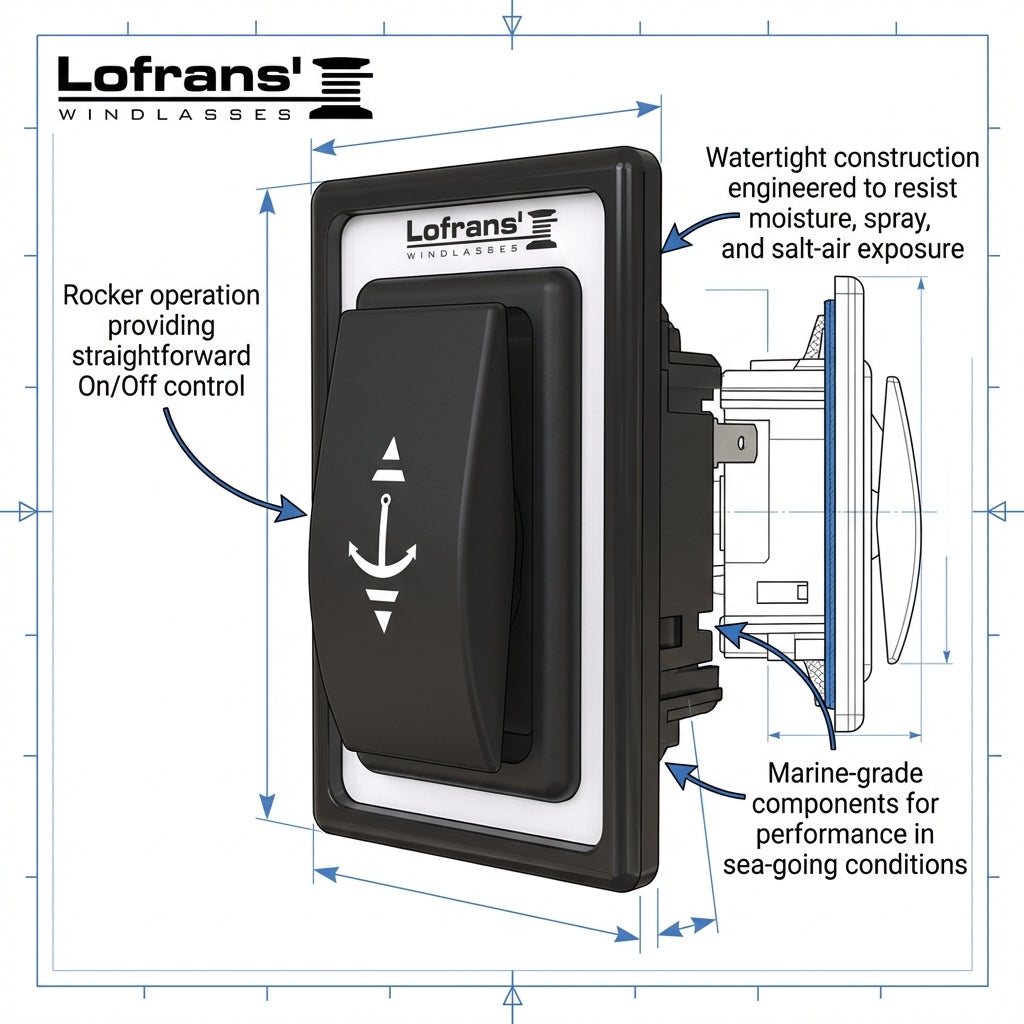 Lofrans Control Switch Type C Rocker Switch 12V Windlass Anchor Up Down 187338