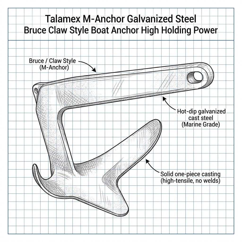 Bruce Type Claw Anchor 20kg Hot Dip Galvanized Steel Boat Marine 35-50ft 44lbs