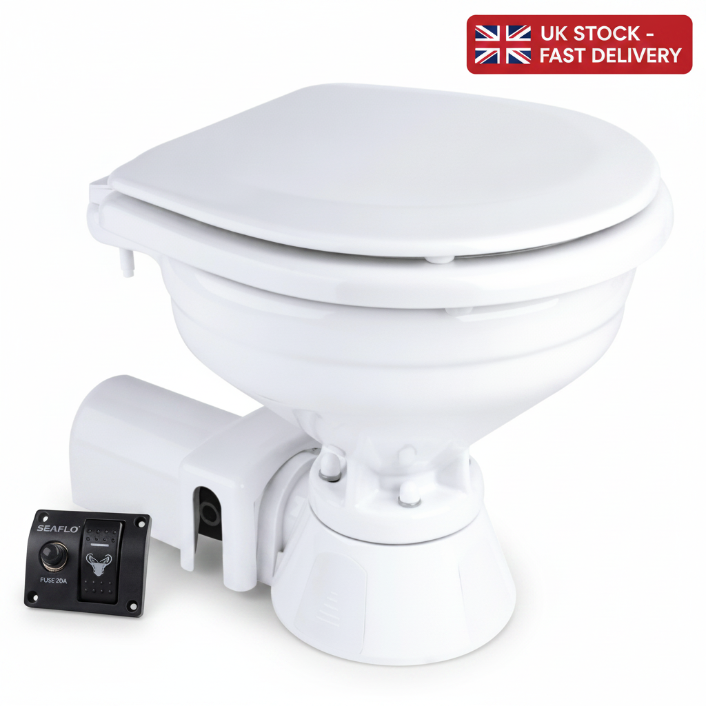 SEAFLO 12V Electric Marine Toilet Regular Size Ceramic Bowl SFMTE1-01-R Boat RV