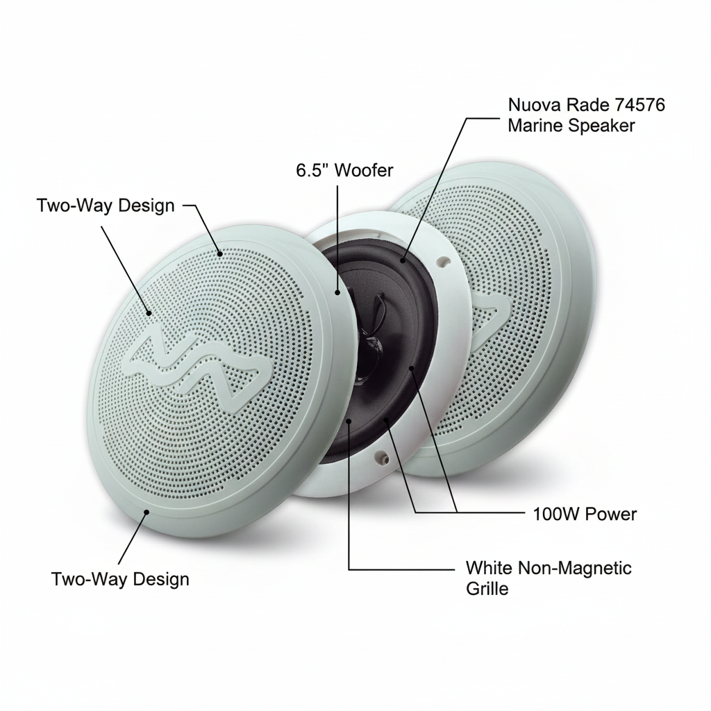Nuova Rade 74576 Two-Way Marine Speakers 100W 6.5" Non-Magnetic White Pair
