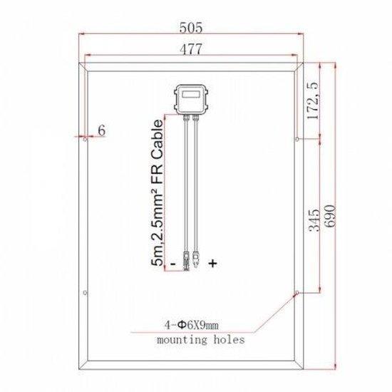 Photonic Universe 60W 12V solar panel, 2 × 5m cable | 4Boats