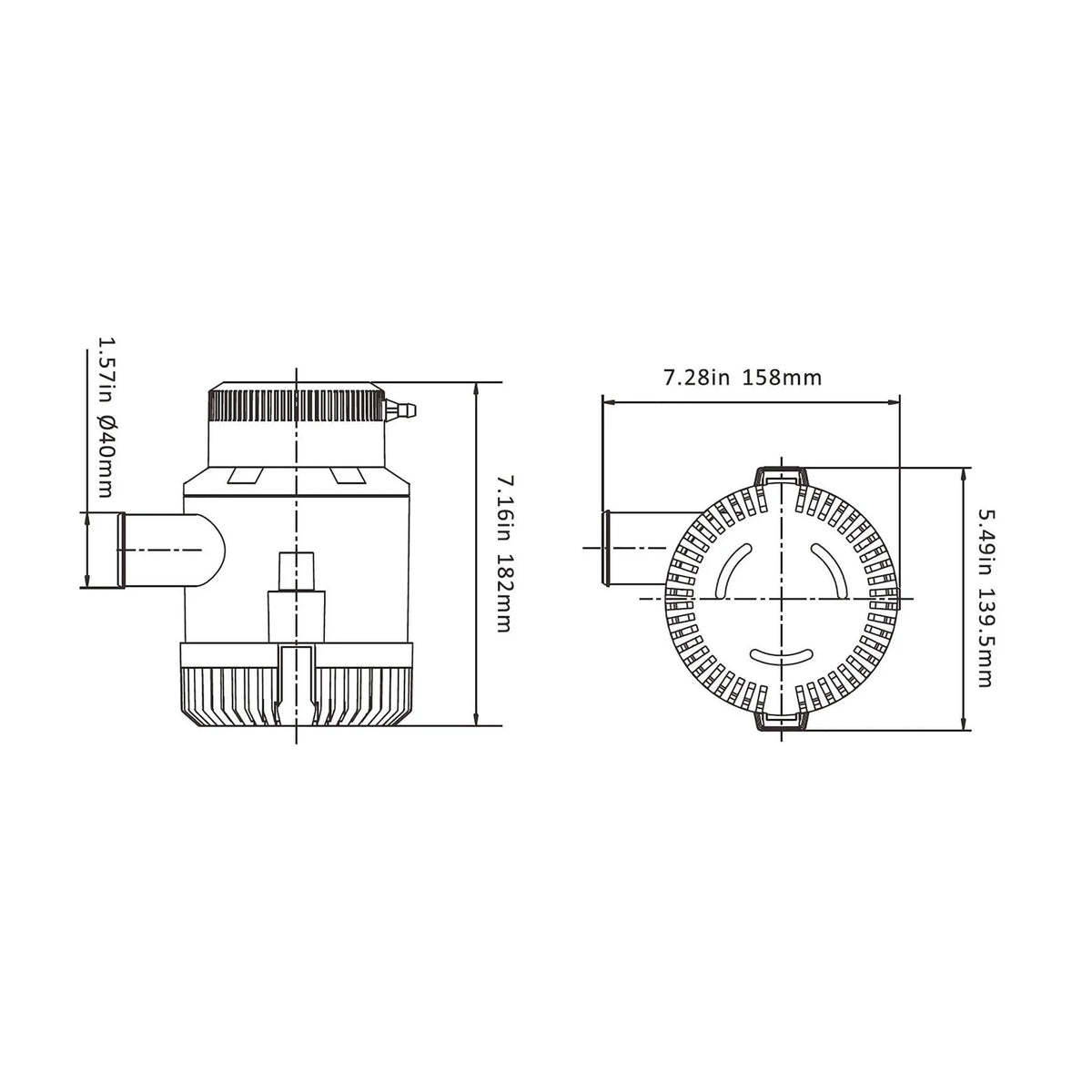Seaflo 12V 3000GPH Marine Bilge Pump Non-Auto Submersible SFBP1-G3000-01 Boat