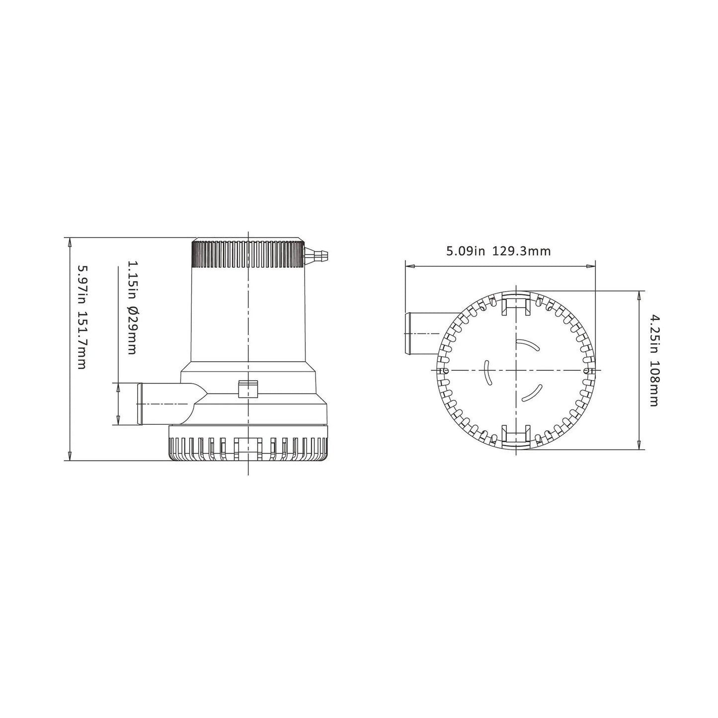 SEAFLO 12V 1500 GPH Marine Bilge Pump 01-Series Manual Water Pump BP1G150001
