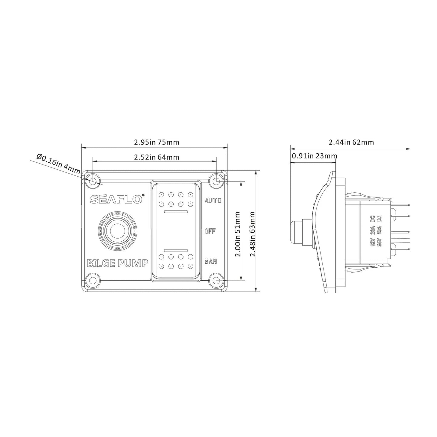 Seaflo Bilge Switch Panel SP01 | 4Boats