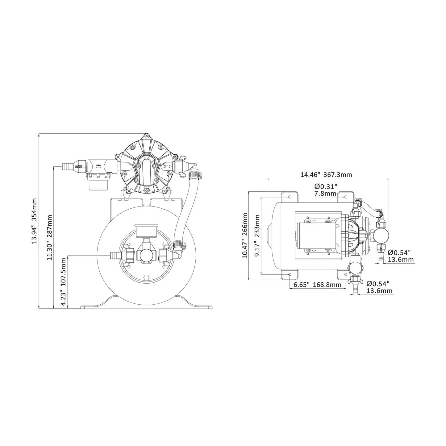 Seaflo 12V 3.0GPM 60PSI Water Pressure Pump System with 8L Accumulator Tank
