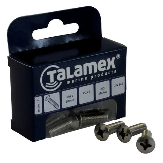 Talamex Raised M6 × 20 Raised Head Phillips Screw | 4Boats