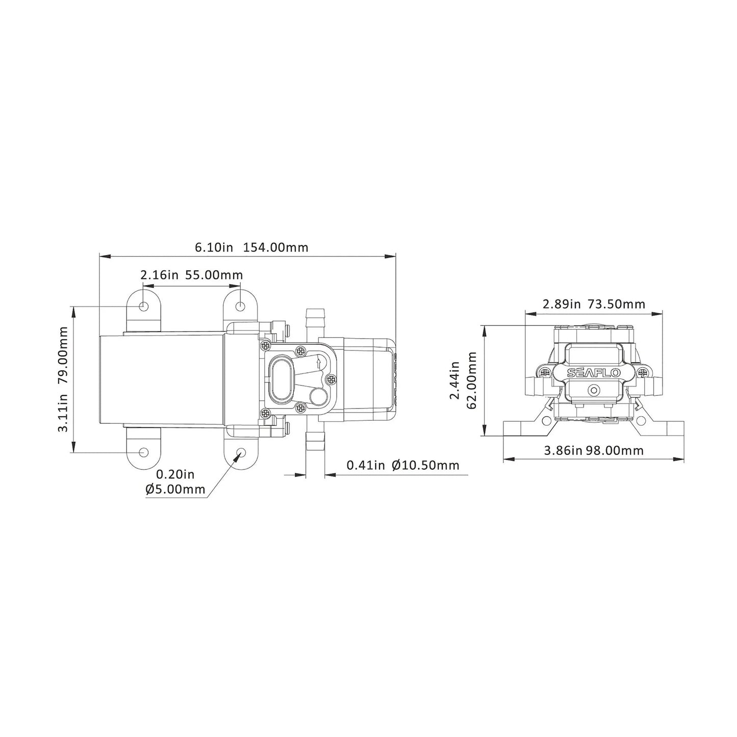 Seaflo Water 21 Series Pressure Pump 24V - 1.0 GP | 4Boats