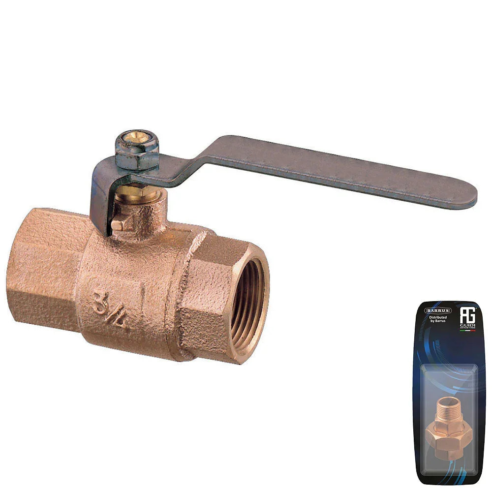 Guidi Bronze Lever Ball Valve SS Handle 3/4 in | 4Boats