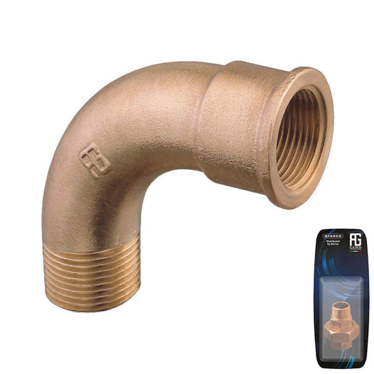 Guidi Brass 90° Bend M-F 1 in × 1/4 in - Retail Pack | 4Boats