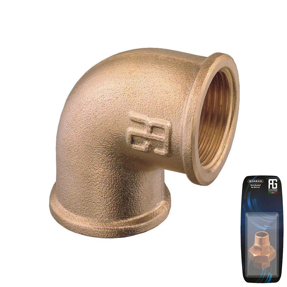 Guidi Brass 90° Elbow F-F 1/4 in - Retail Pack | 4Boats