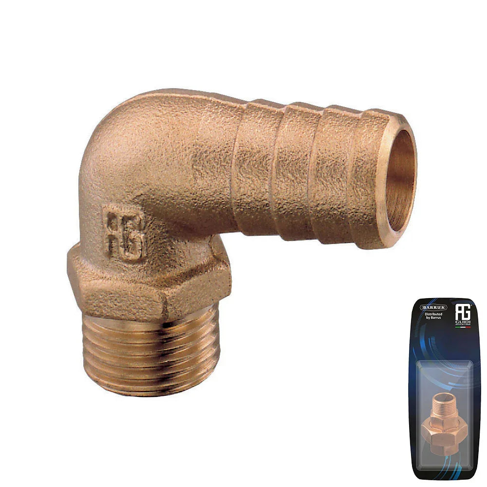 Guidi Brass 90° Hose Connector 12.7 mm (1/2 in) - Retail Pack | 4Boats