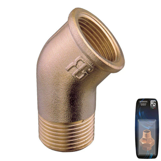 Guidi Brass 45° Elbow M-F 25.4×12.7 mm Retail Pack | 4Boats