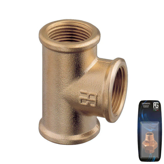 Guidi Brass Equal Tee F-F-F 6.35 mm BSP (G) - Retail Pack | 4Boats