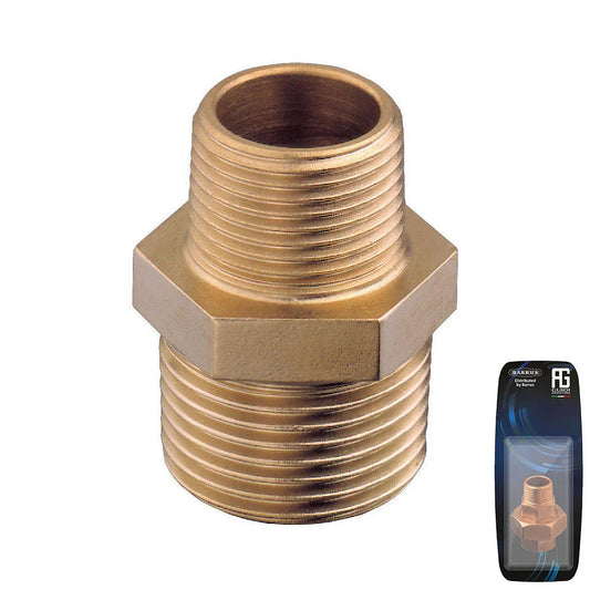 Guidi Brass Reducing Nipple M-M 19 × 12 mm (3/4 × 1/2) | 4Boats