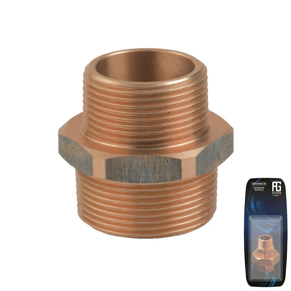 Guidi Bronze Reducing Nipple Male-male BSPT 1 in x 1/2 in | 4Boats