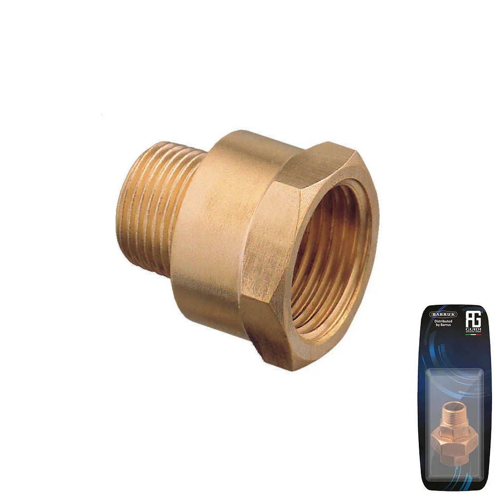Guidi Brass Reducing Nipple F-M 3/4 in x 3/8 in - Retail Pack | 4Boats