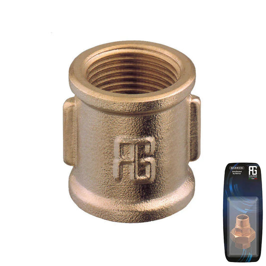 Guidi Brass Equal Socket 1/8 in BSPP Female - Retail Pack | 4Boats