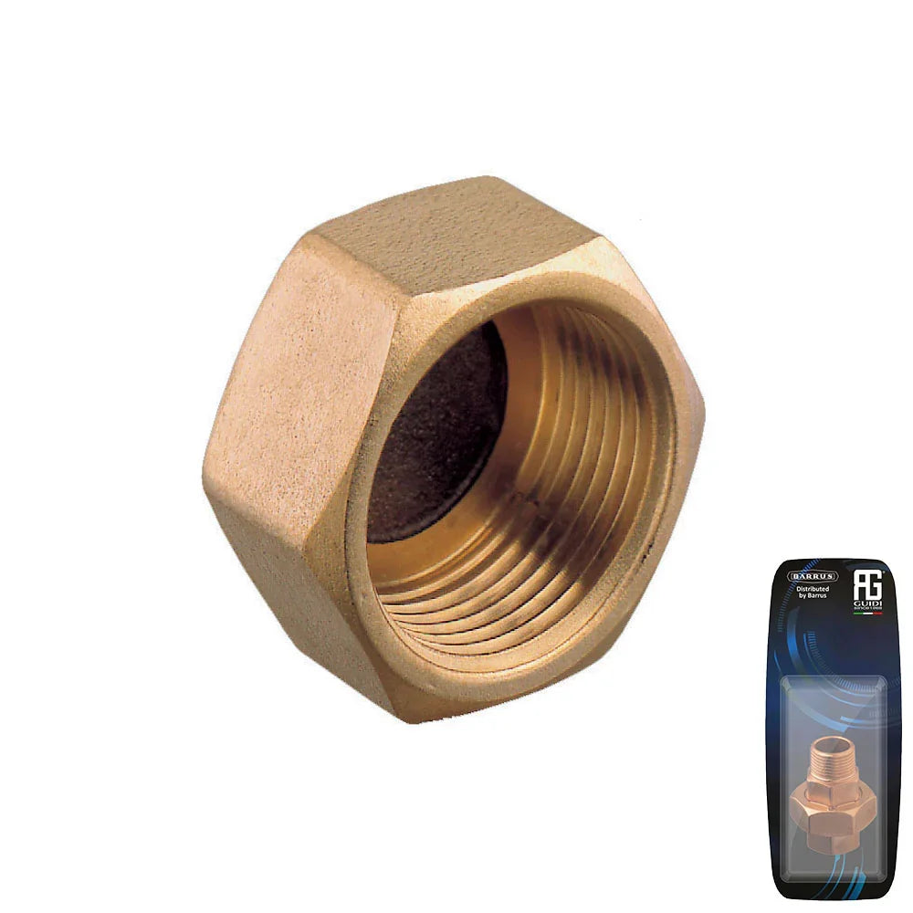 Guidi Brass Female Cap 1-1/2 in BSPP (G 1/2) - Retail Pack | 4Boats