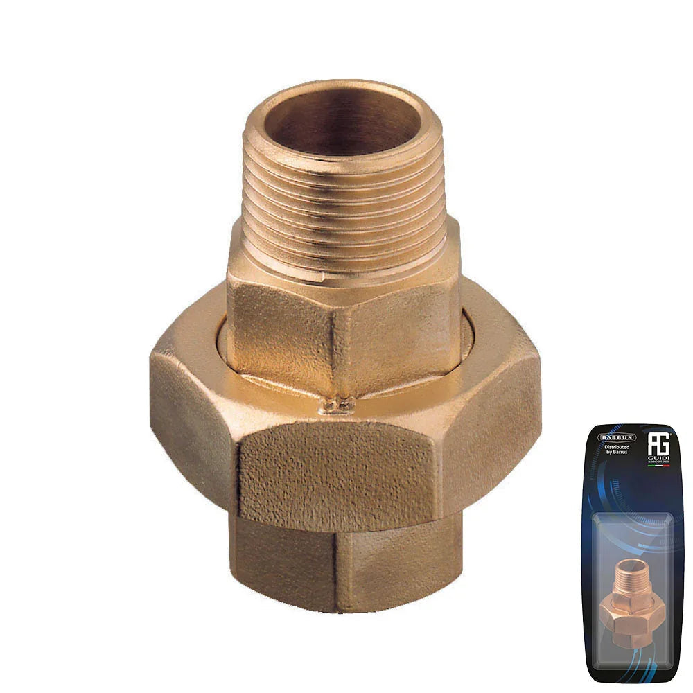 Guidi Brass M-F Union G1 BSPT (EN 10226/1 BS21), Tapered Seat | 4Boats