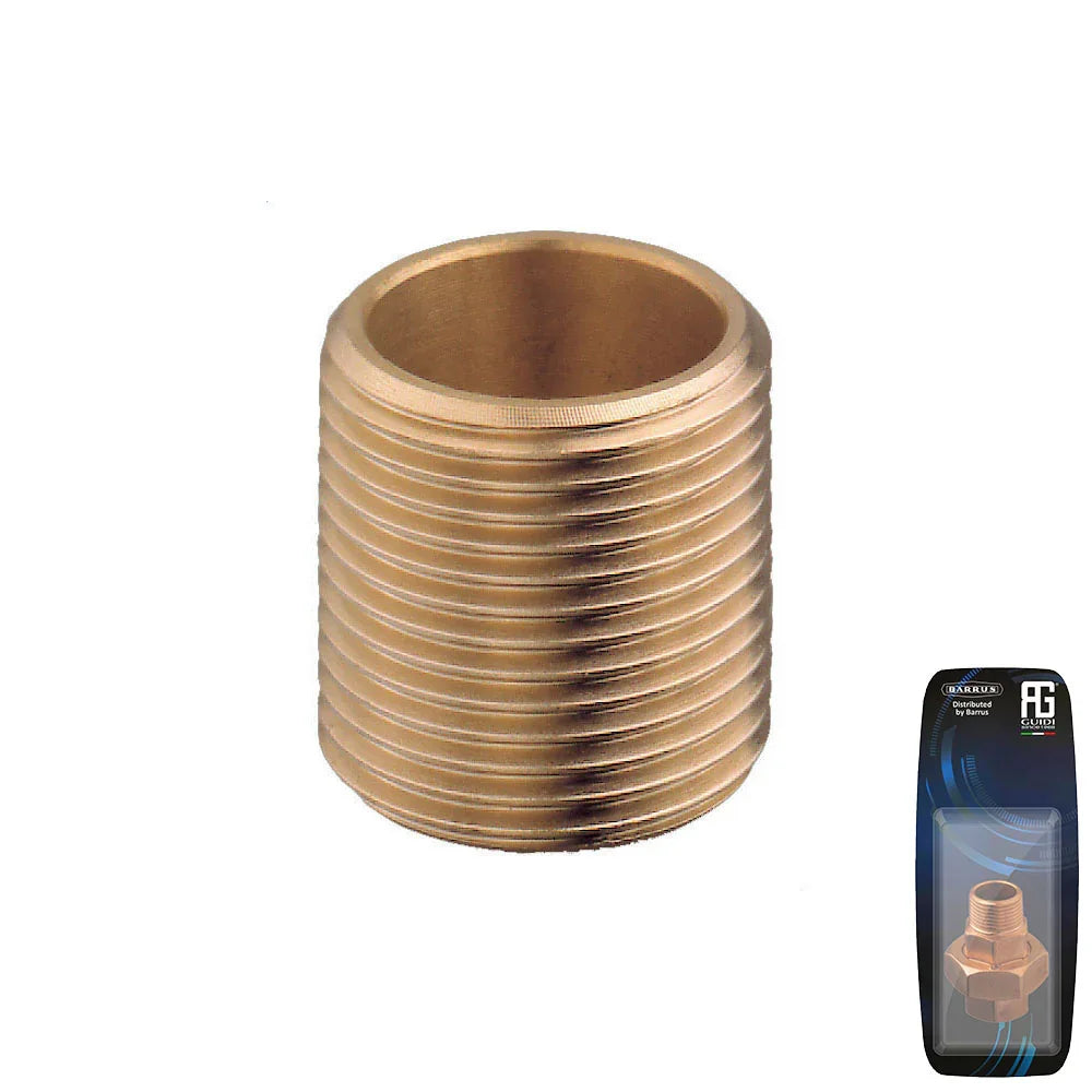 Guidi Brass Nipple 1/2 in x 30 mm - Retail Pack