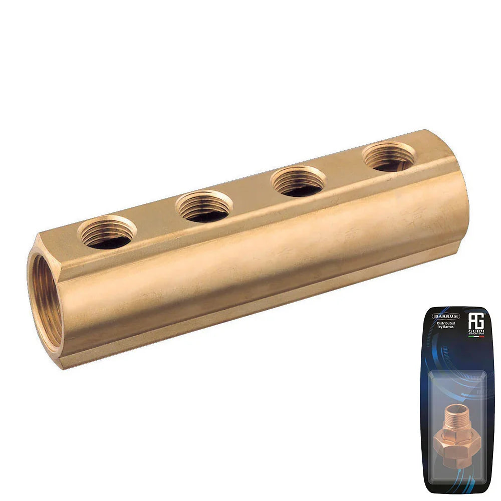 Guidi Brass 4-Way Manifold, 32 mm x 12.7 mm | 4Boats