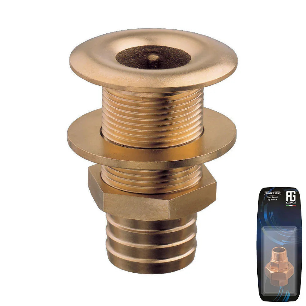 Guidi Brass Thru-Hull 9.5 mm (3/8 in) Hose Adaptor, BSP G | 4Boats