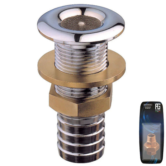 Guidi Chrome Thru-Hull 3/8 in Hose Adaptor - Retail Pack | 4Boats