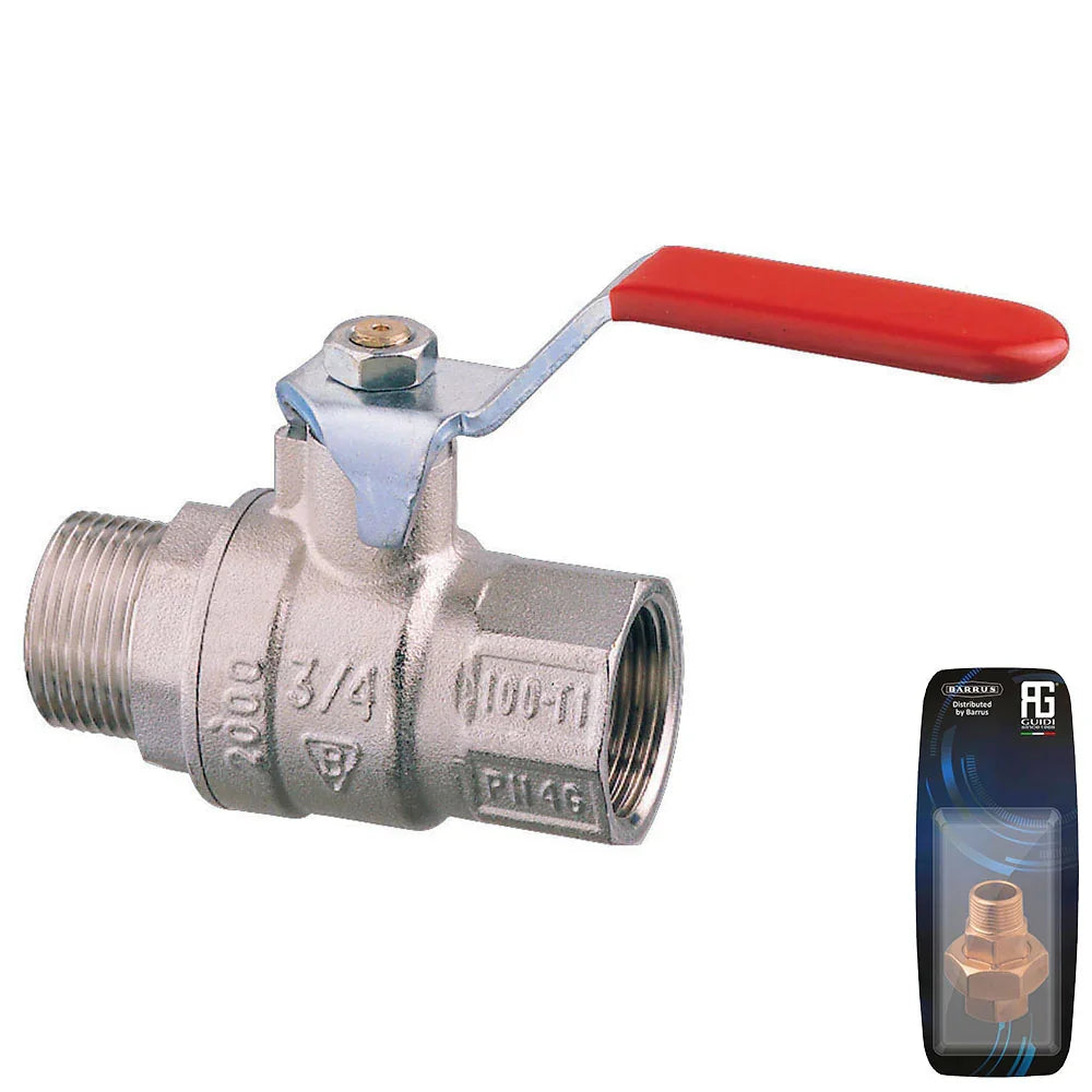 Guidi Nickel-Plated Brass Ball Valve M-F G 1/4 BSPP 6.35 mm | 4Boats