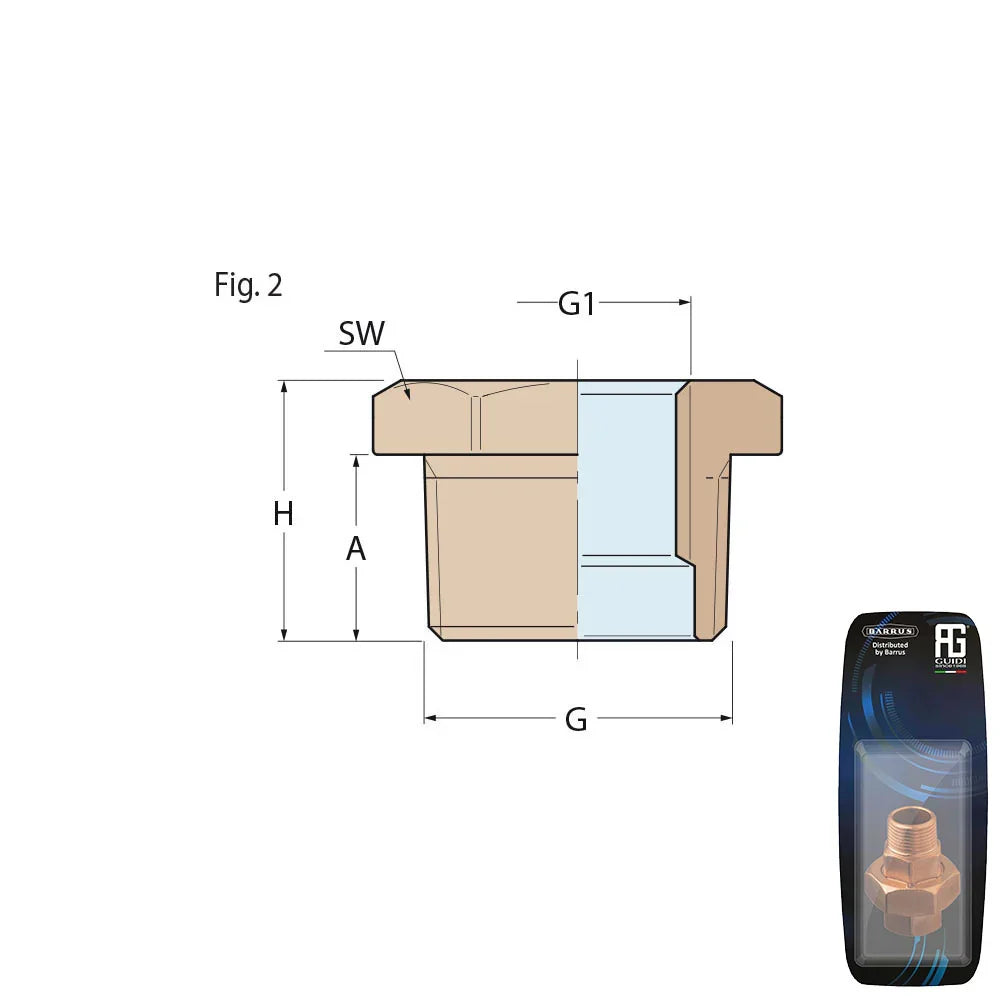 Guidi Brass Reducer Bushing 19.Ø 5 mm × 3.175 mm M-F BSPT | 4Boats