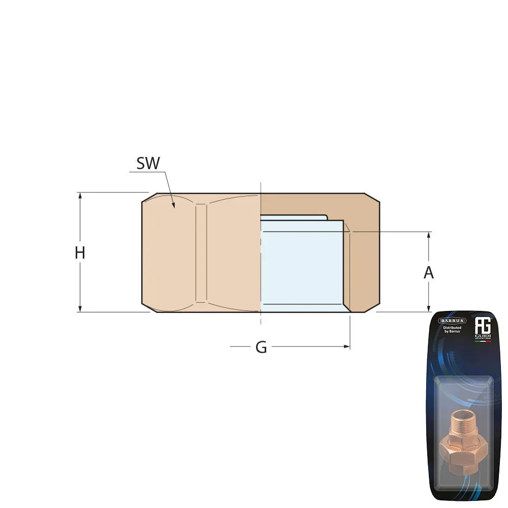 Guidi Brass Female Cap 1-1/2 in BSPP (G 1/2) - Retail Pack | 4Boats