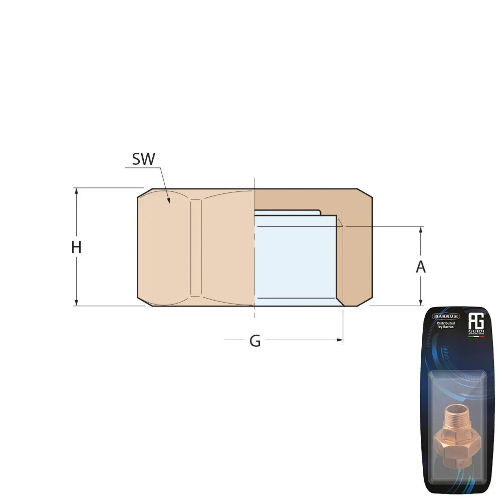 Guidi Bronze Cap F 12.7 mm (1/2 in) - Retail Pack | 4Boats