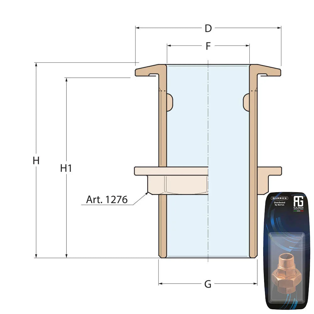 Guidi Bronze Thru-Hull 32 mm (1¼") x 85 mm - Retail Packed | 4Boats