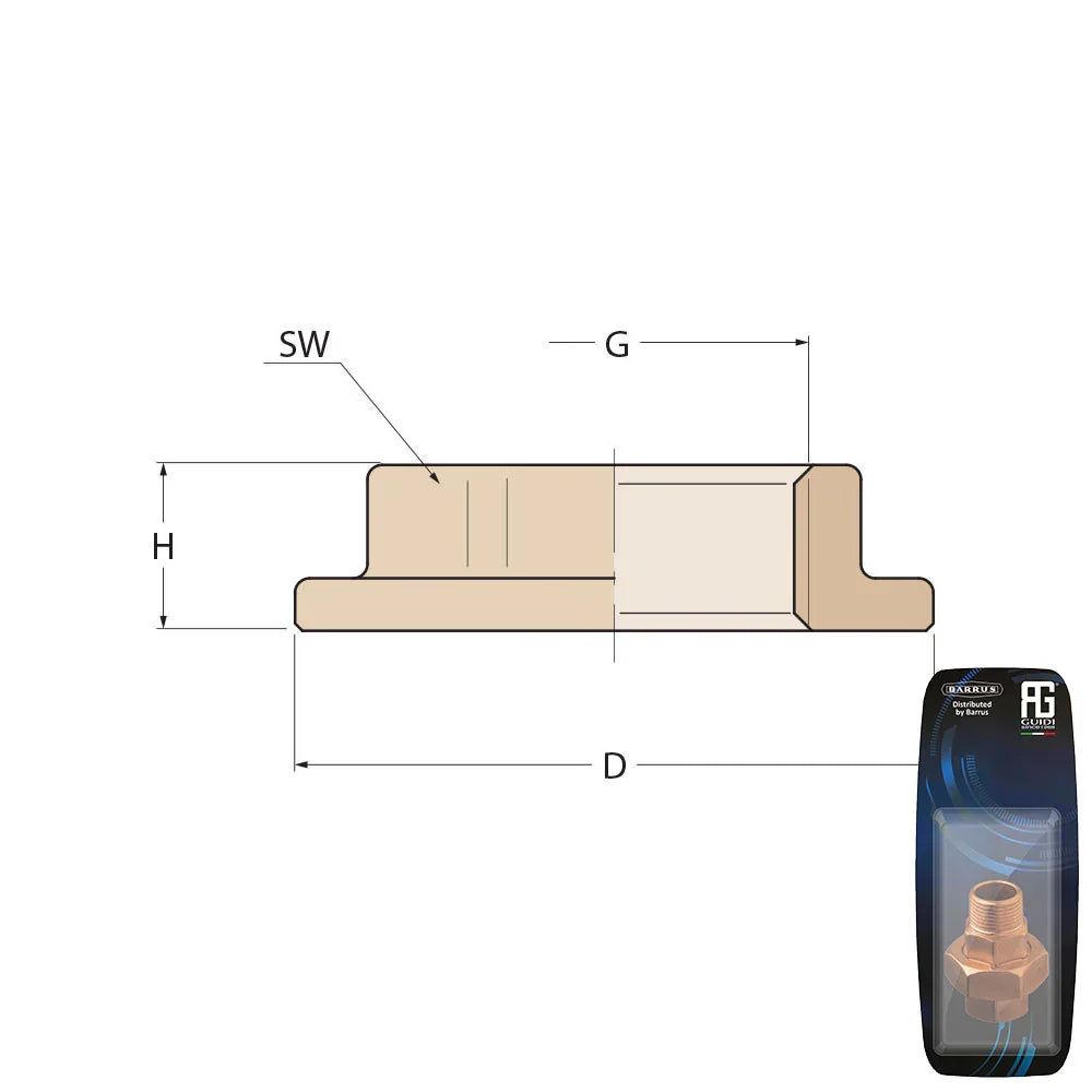 Guidi Bronze Flanged Lock Nut 1 in 1/4 - Retail Packed | 4Boats