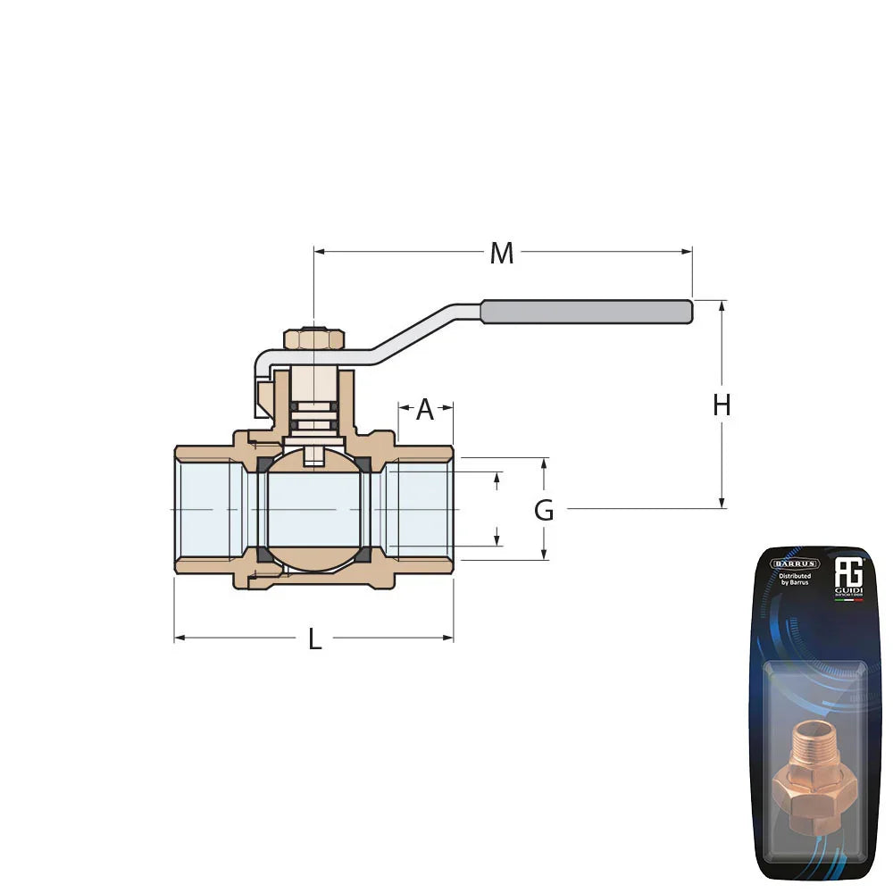 Guidi Nickel-Plated Brass Ball Valve 32 mm (1¼ in) M/M | 4Boats