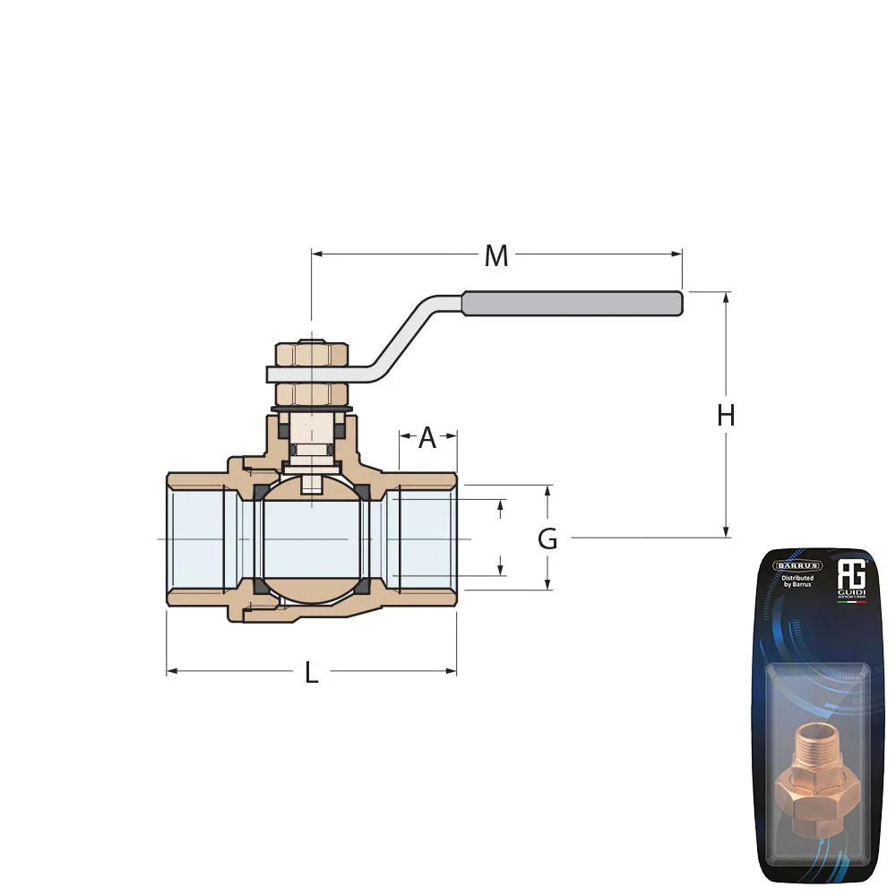 Guidi Stainless Steel Lever Ball Valve M-M 32 mm (1/4 in) | 4Boats