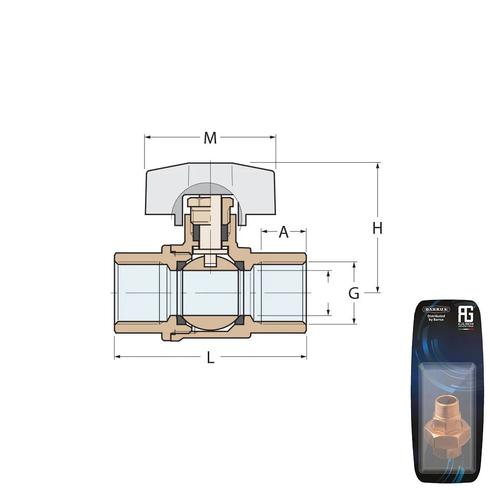 Guidi Nickel Plated Brass Throttle Ball Valve 1/2 in | 4Boats
