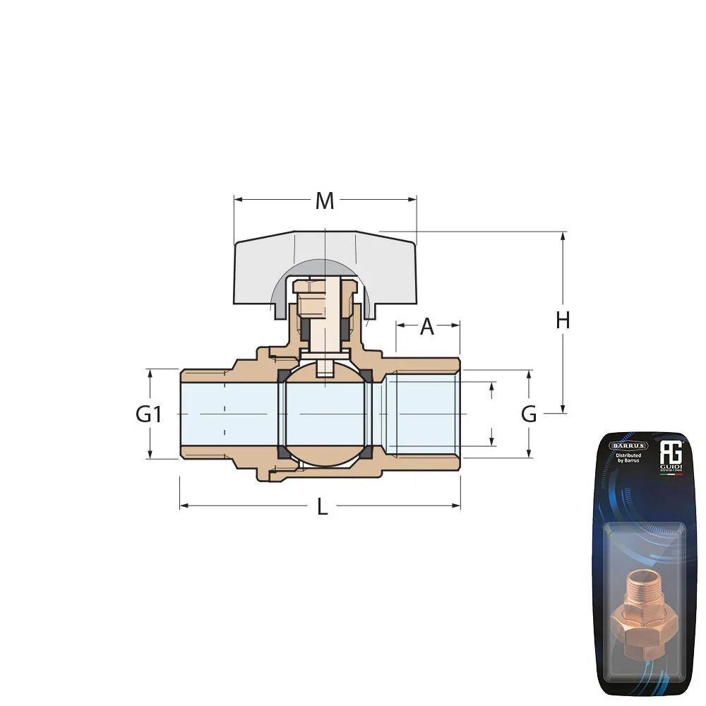 Guidi Nickel 2000 Series Nickel-Plated Brass Ball Valve 1/4 i | 4Boats