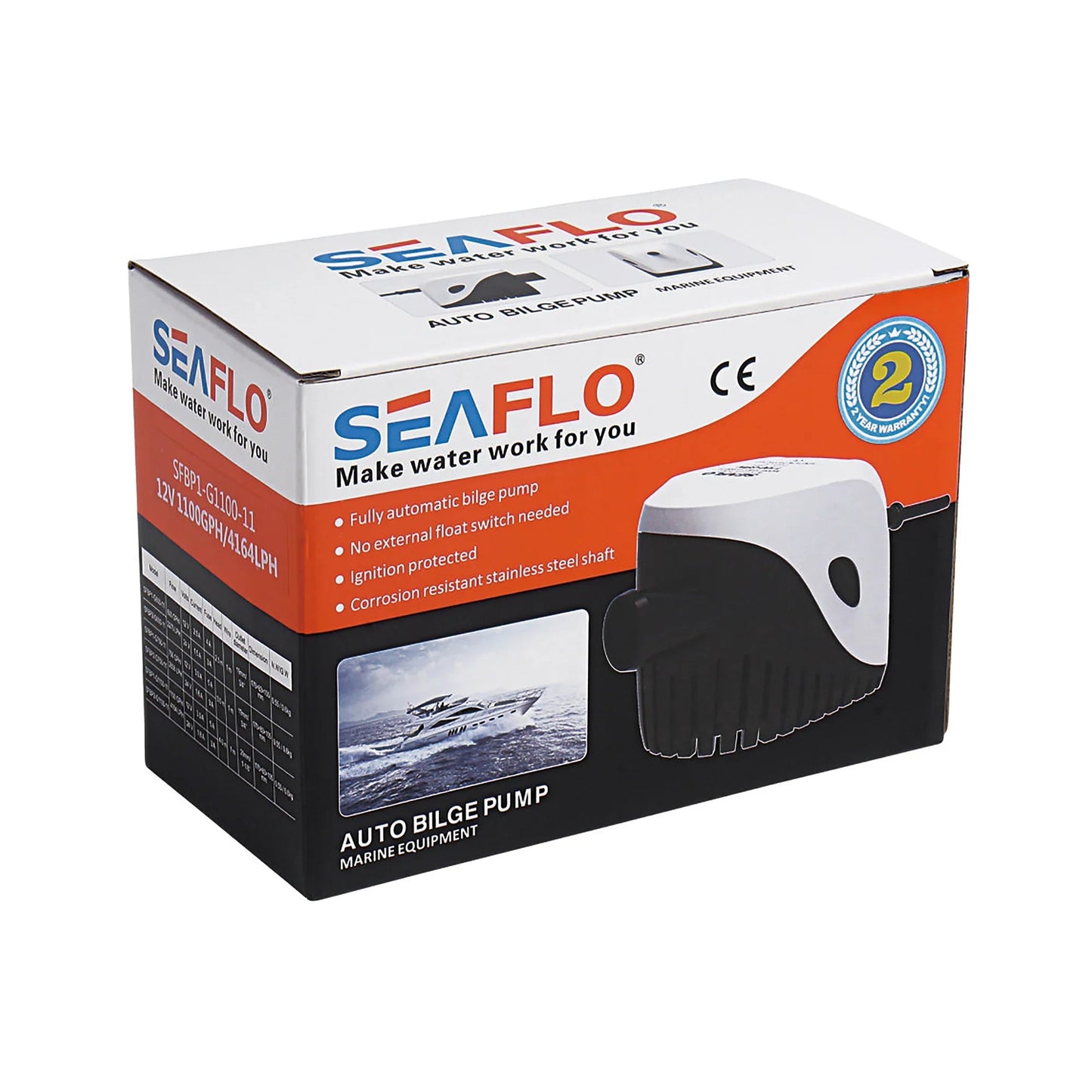 Seaflo 12V 1100 GPH Electromagnetic Automatic Bilge Pump Boat Marine BP1G110011