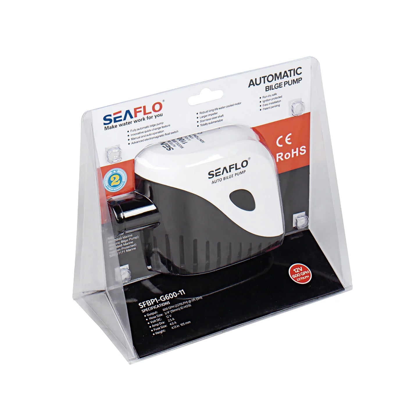 Seaflo 12V 1100 GPH Electromagnetic Automatic Bilge Pump Boat Marine BP1G110011