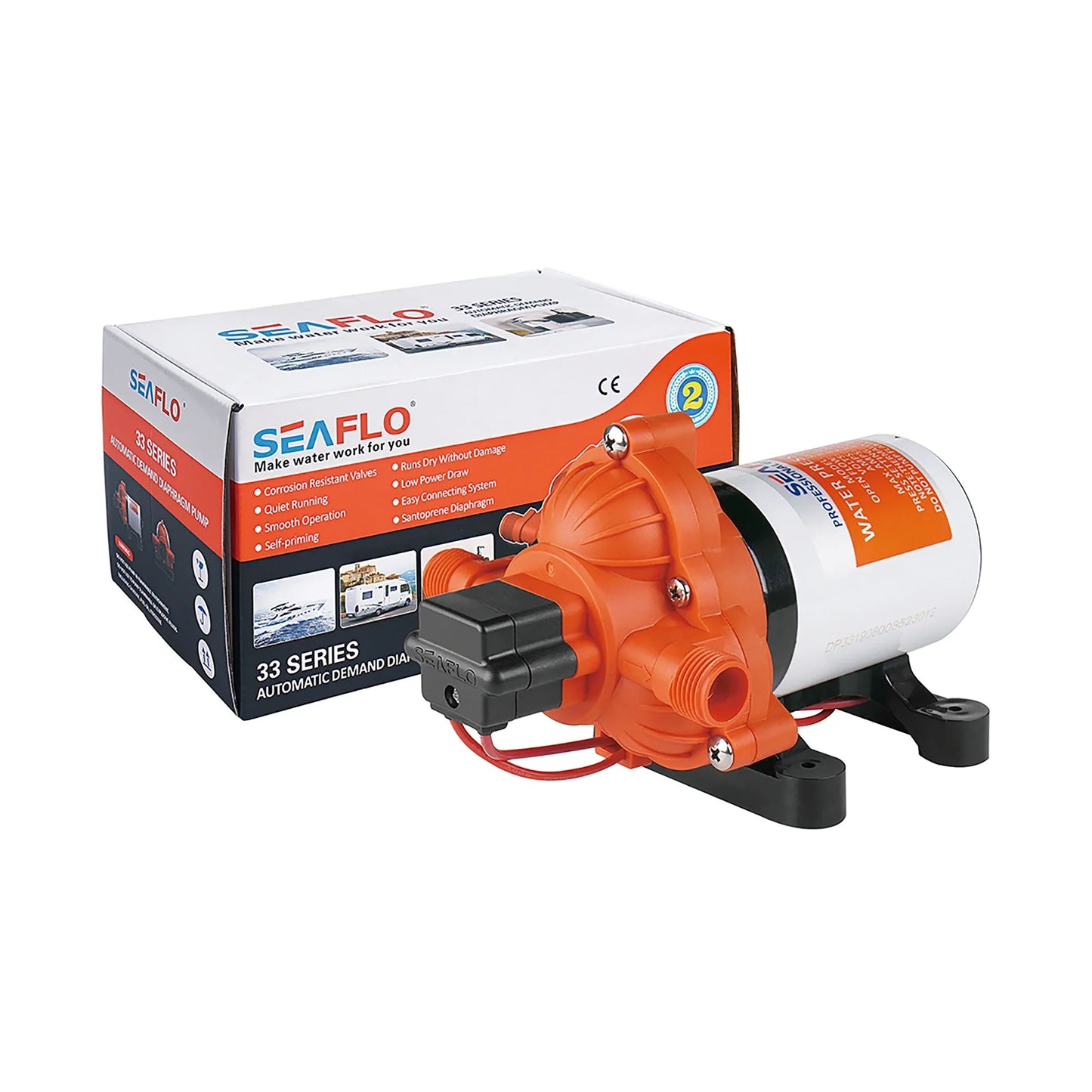SEAFLO 12V Water Pressure Pump 2.8 GPM 45 PSI 33 Series Marine RV SFDP1-028-045-33