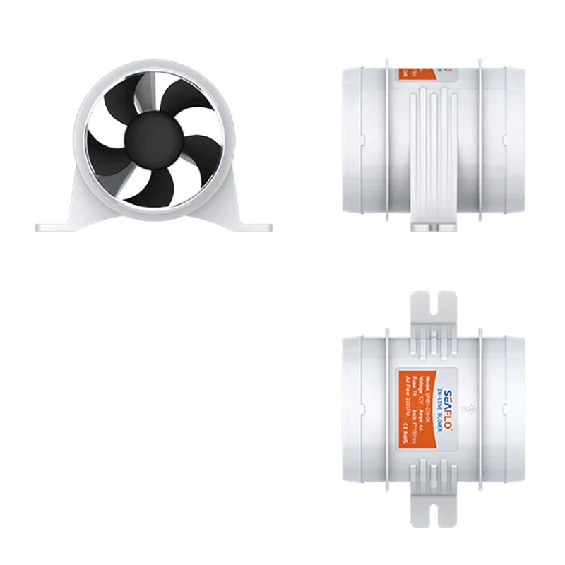Seaflo 12V 4" In-Line Marine Bilge Blower 235 CFM High Volume 04 Series IB123504